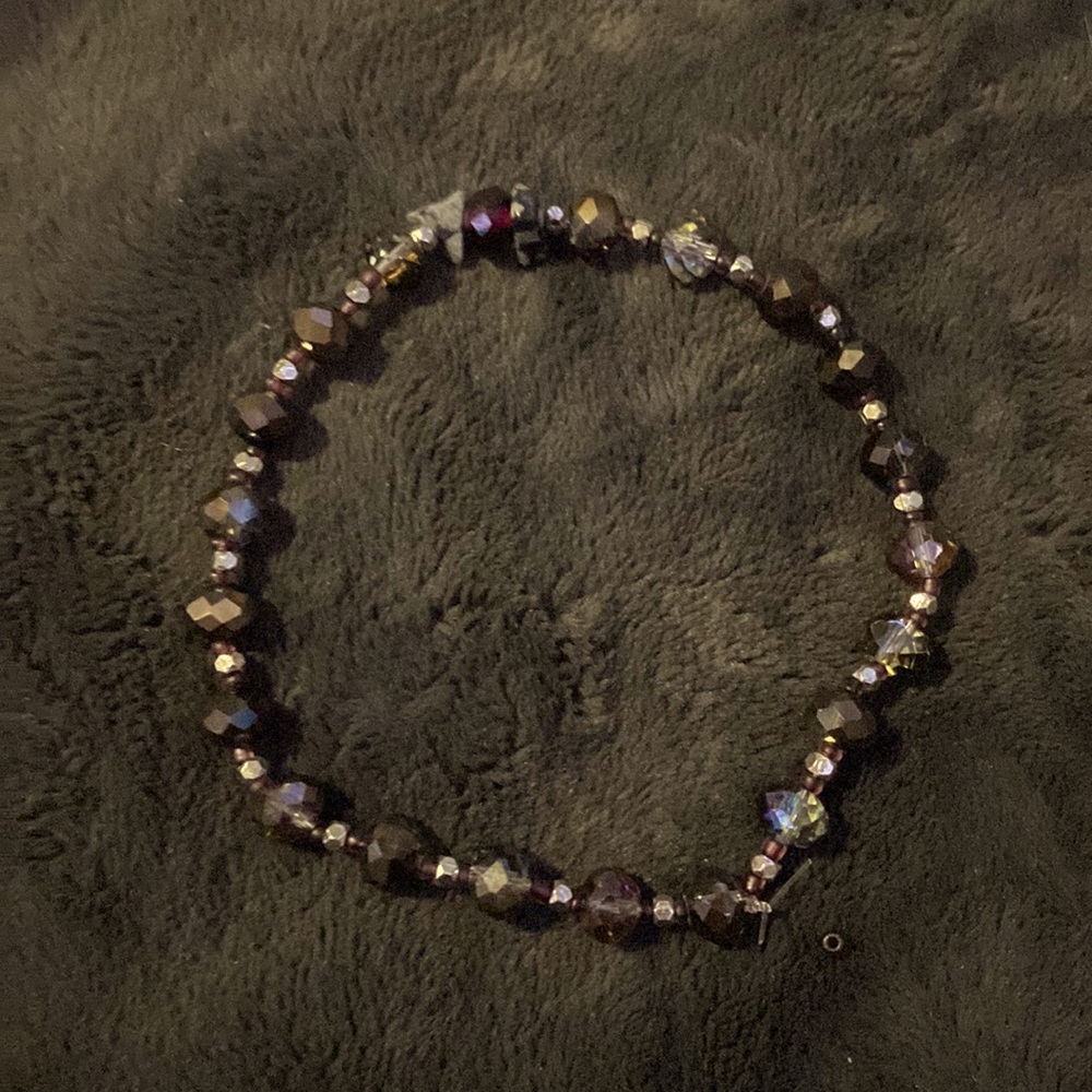 Purple and grey bracelet with snowflake obsidian accent